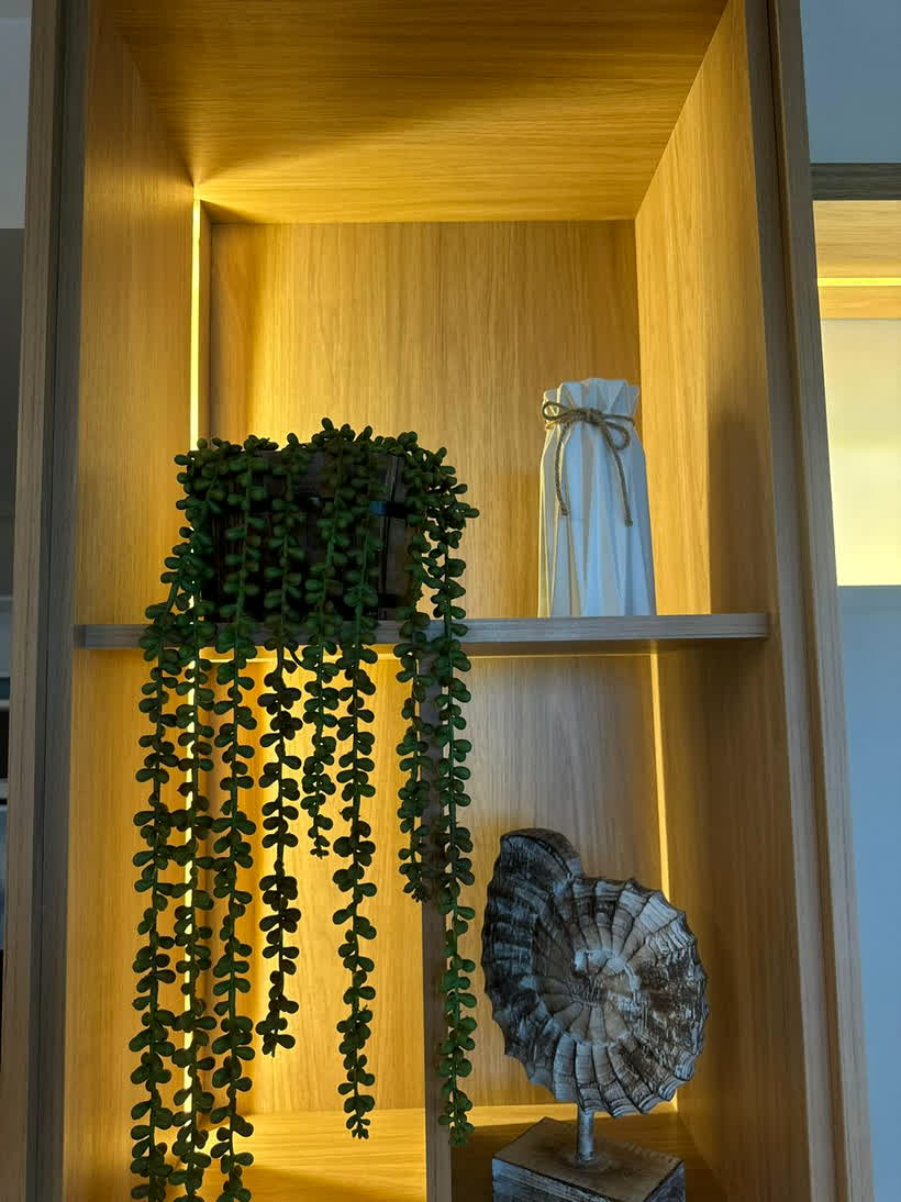 Estante con planta y luz LED